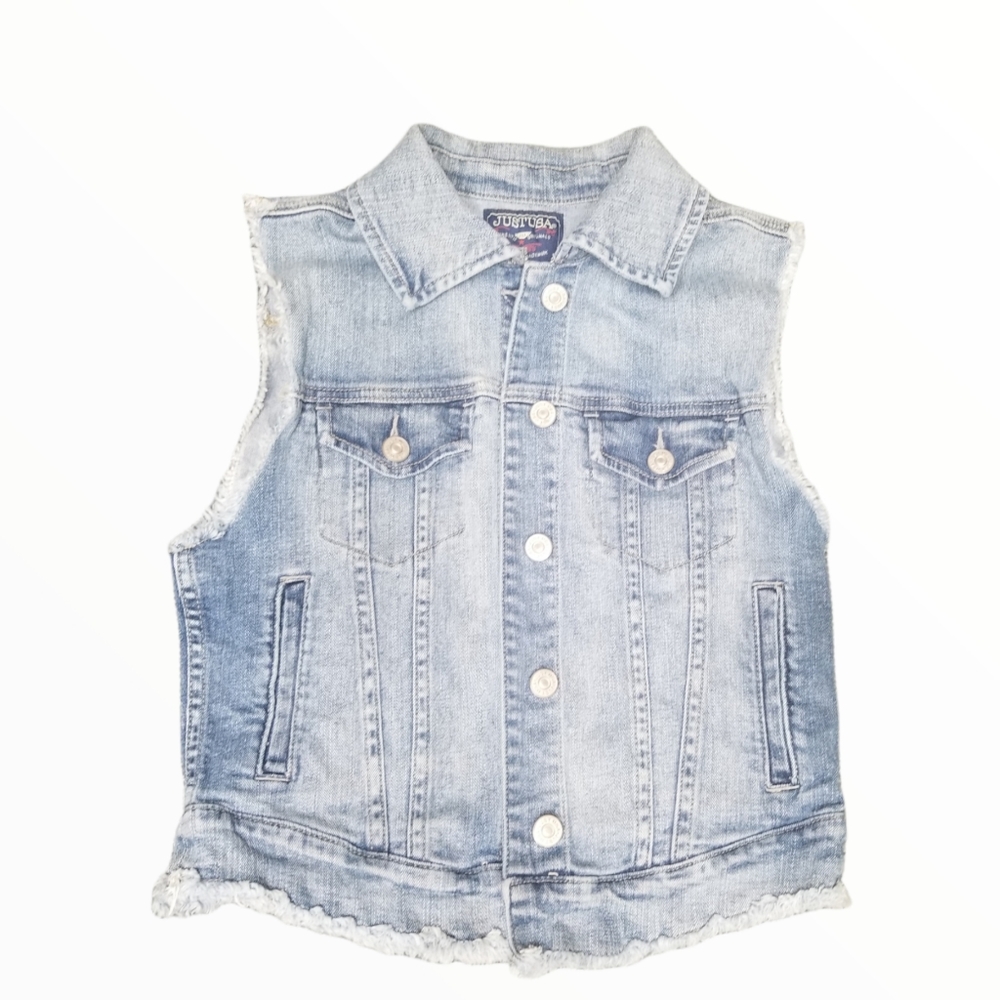 Denim torn distressed jacket vest only